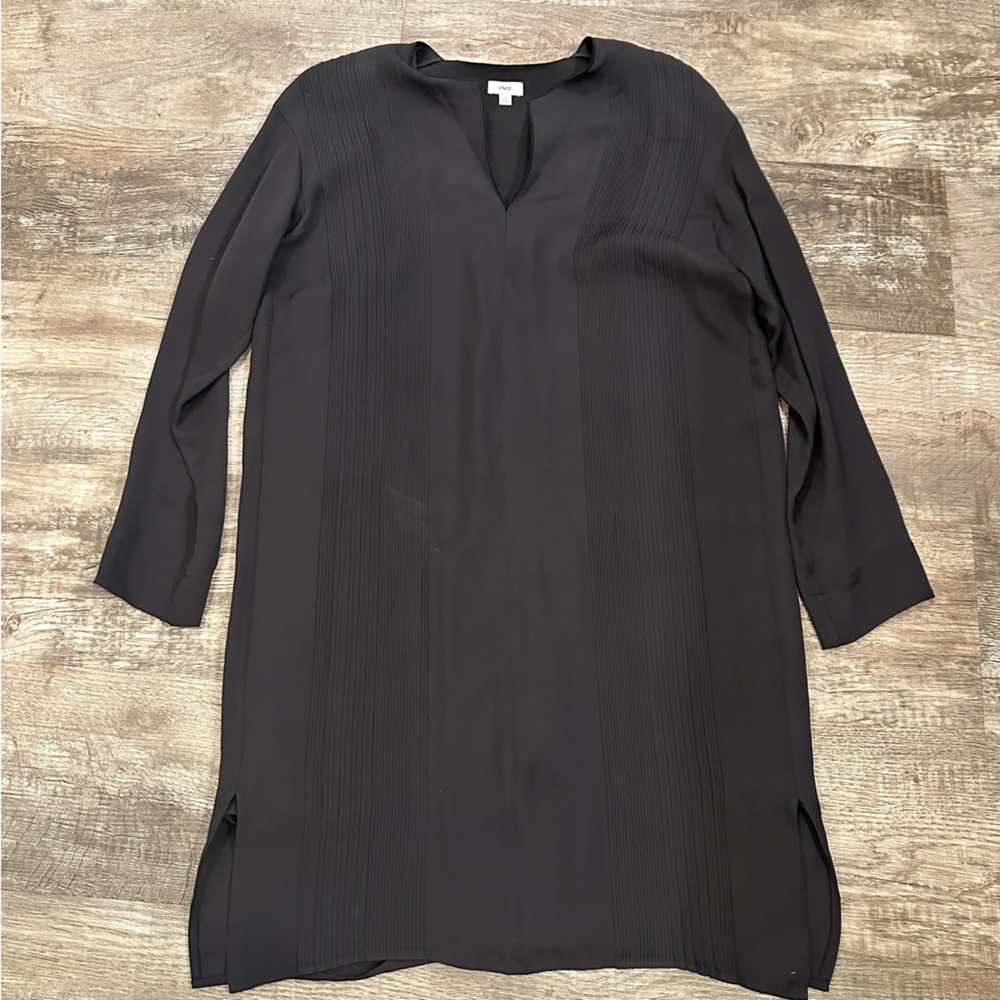 Vince Black Women's Tunic Dress 100% Silk size 8 (C)